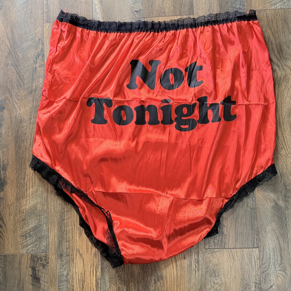 not tonight Joke Gag Gift granny Undies Big Undies Funny Pranks red